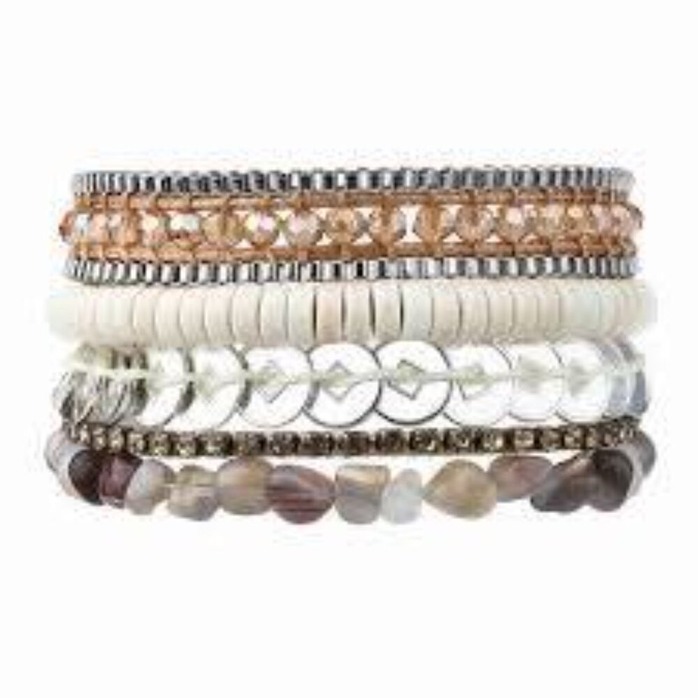 VICTORIA EMERSON ALICANTE MINI CUFF BRACELET CRYSTAL BEADS COINS AGATE PAVE NIP
